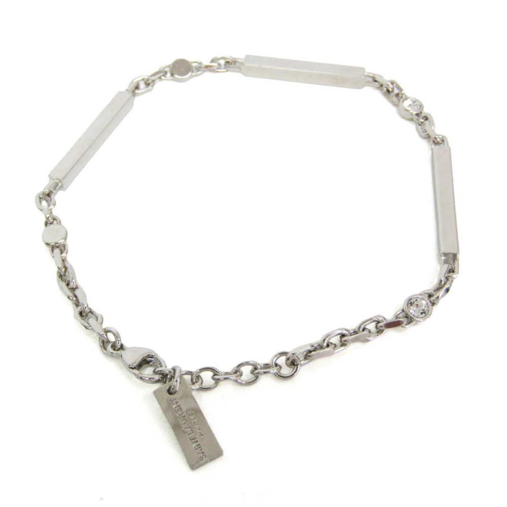 Saint Laurent Metal,Rhinestone Rhinestone Charm Bracelet Silver - Picture 3 of 10